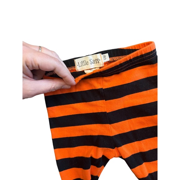 Little Sass Orange And Black Ruffle Leggings - Picture 2 of 3